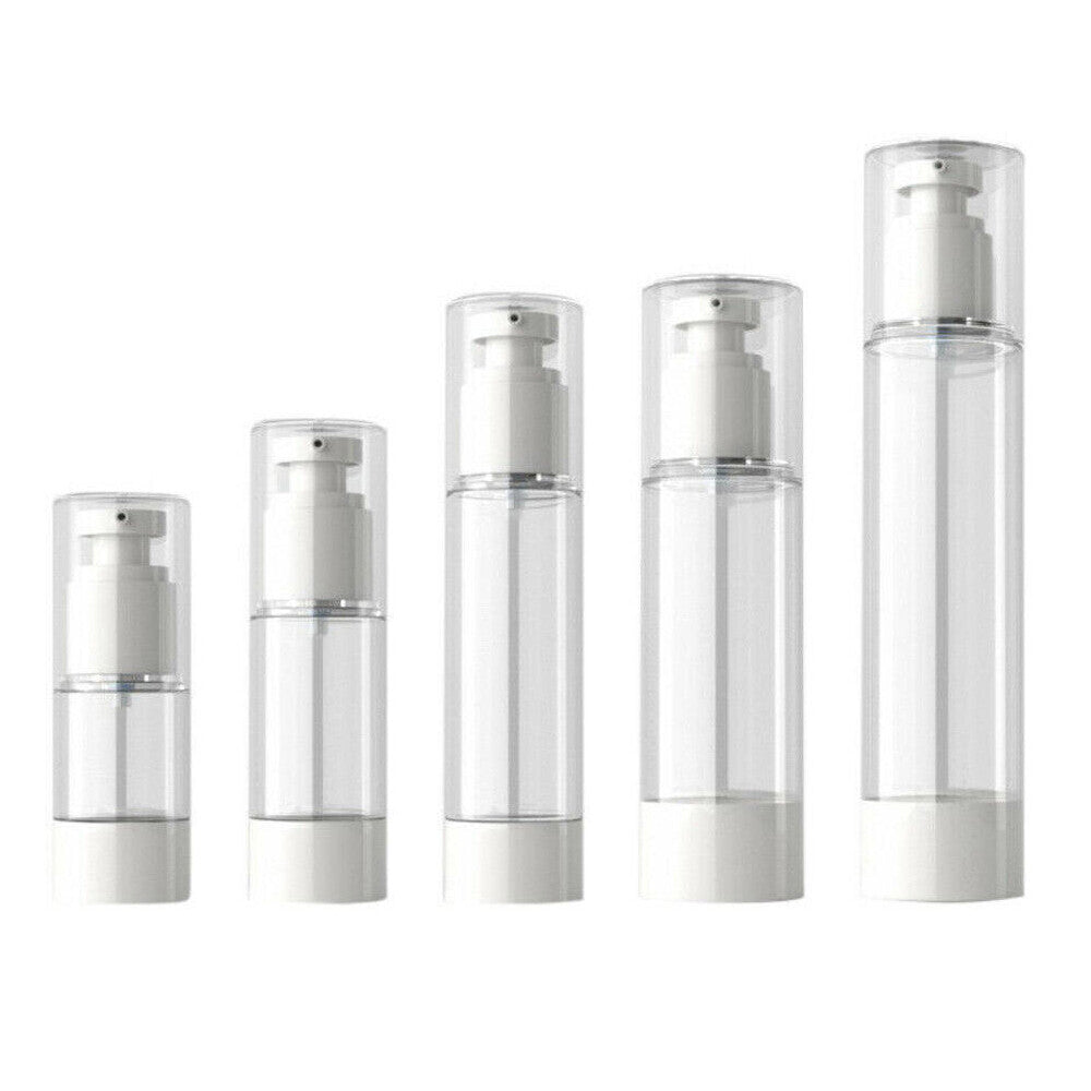 10Pcs 15-100ml Airless Lotion Cream Pump Refillable Empty Bottle Clear Travel