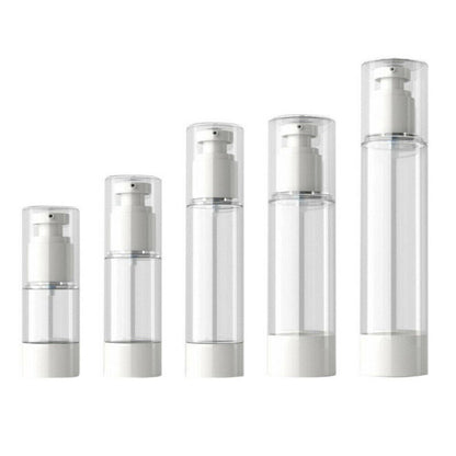 10Pcs 15-100ml Airless Lotion Cream Pump Refillable Empty Bottle Clear Travel