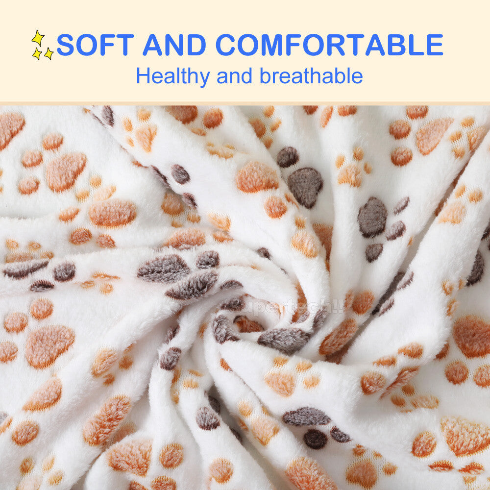 Pet Mat Paw Print Cat Dog Puppy Fleece Soft Pet Blanket Bed Cushion SML Size
