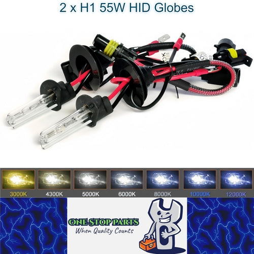 2 x H1 55W HID Globes HID XENON Bulb 3000K 4300K 5000K 6000K 8000K 10000K 12000K