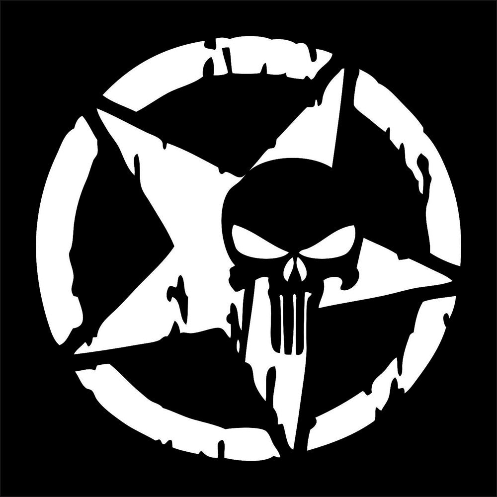New Auto Reflective Punisher Star Vinyl Decal Skull Pentagram Car Sticker