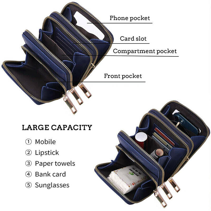 Womens Crossbody Phone Purse Touch Screen RFID Blocking Wallet Bag Small Strap