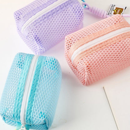 Mesh Mesh Storage Bag Dopamine Color Small Makeup Bag Charging Cable Pouch