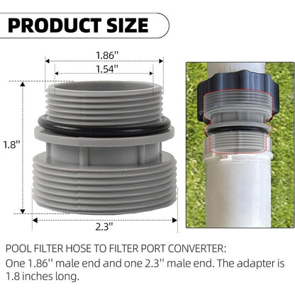 40mm to 1 1/2" Pool Pump Hose Adaptor Plastic Hose Convertion  Fit for Intex