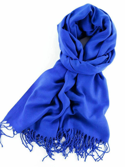 Women Solid Color Cashmere Scarves With Tassel Pashmina Shawl Long Winter Scarf