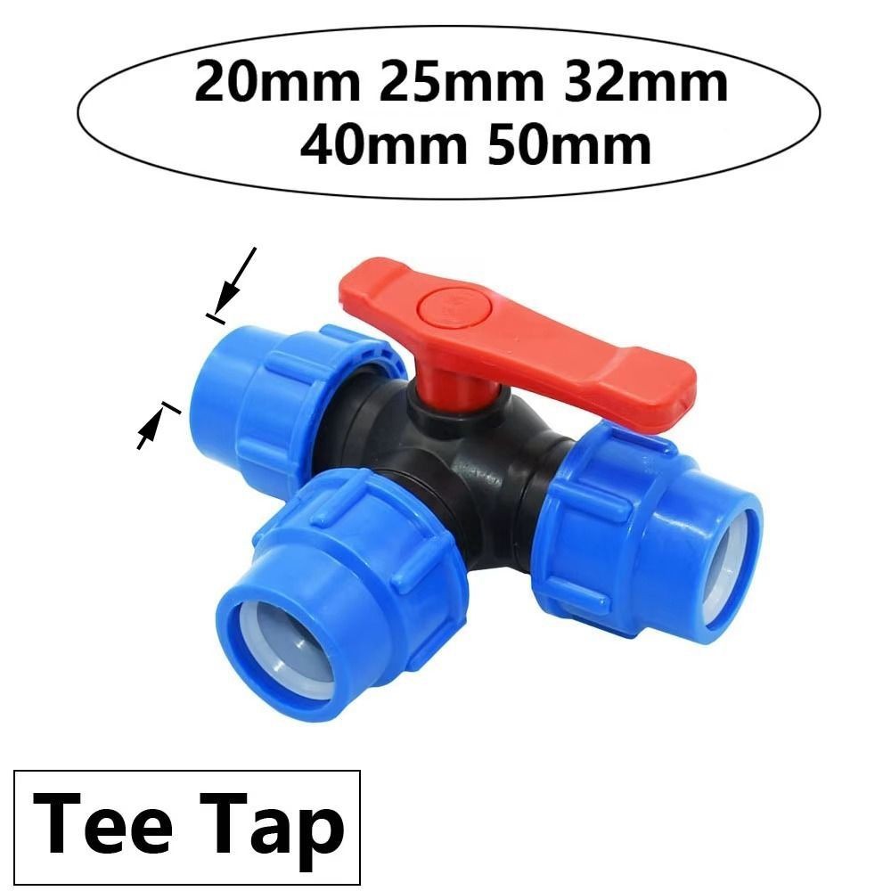 Irrigation 3-Way Ball Valve 20/25/32/40/50mm Water Pipe Fittings  Lawn