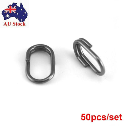 Durable Fast Lock Connector Fishing Hanging Snap Oval Split Rings Barrel Swivel