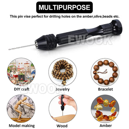 49PCS Mini hand drill Vise Hand Bits Twist Woodworking Set Precision Pin DIY AU