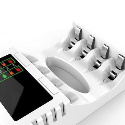 Smart Battery Charger 4 Slot for AA/AAA Nimh Rechargeable Batteries LCD Display