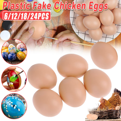 6-24x Plastic Fake Chicken Eggs Poultry Layer Coop Hatching Simulation Dummy Egg