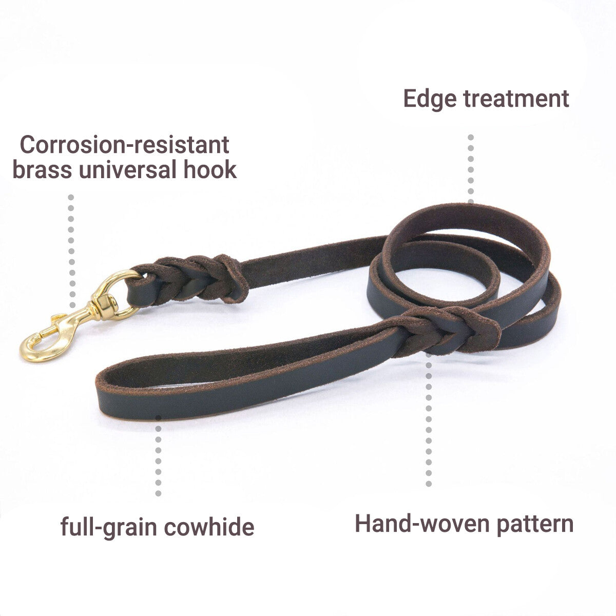 Leather Dog Leash Handcrafted Braided Lead 1.5M Strong Pet Training Walking AU