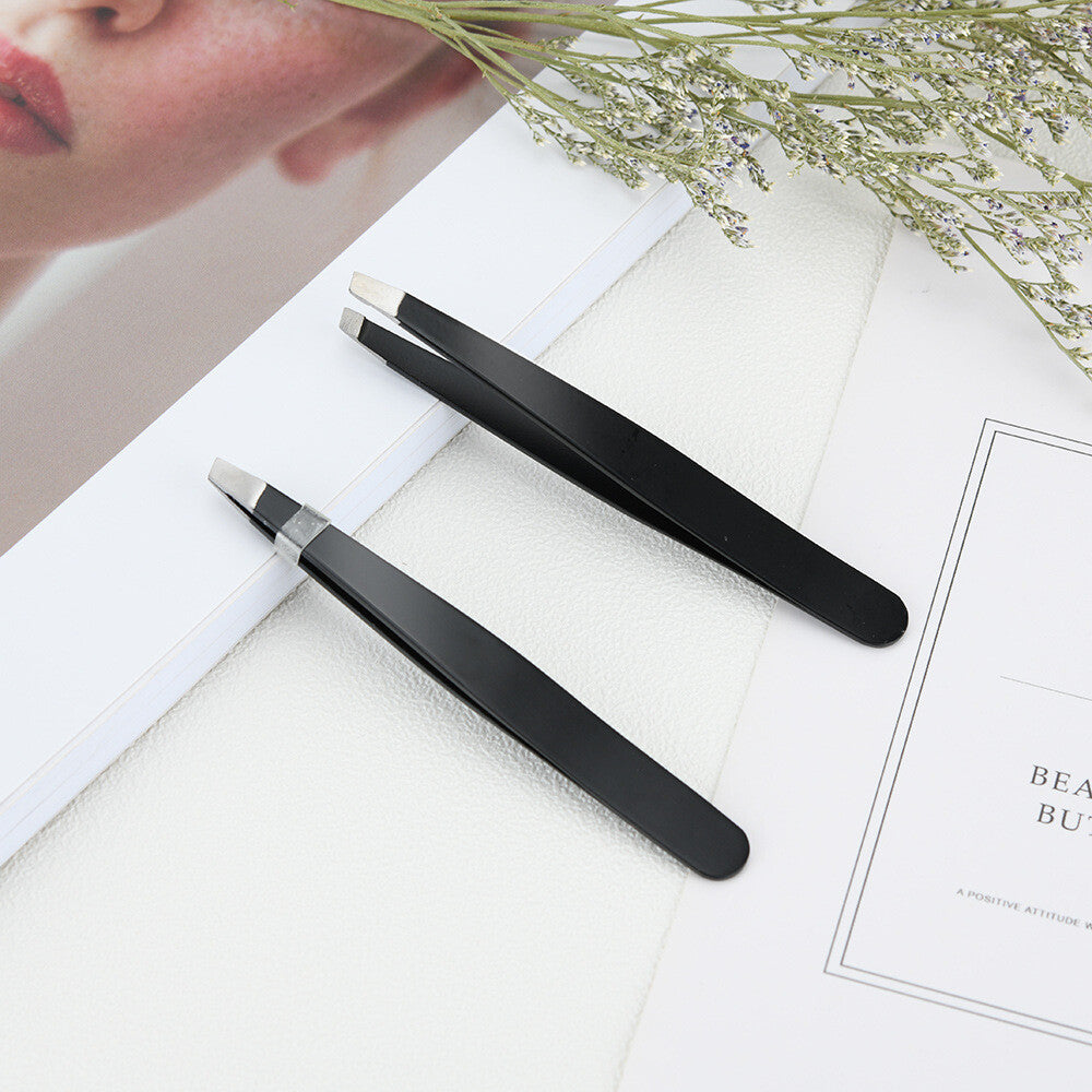 Slanted Tip Stainless Steel Eyebrow Tweezer Hair Plucker Beauty Tool Silver AU