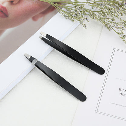 Slanted Tip Stainless Steel Eyebrow Tweezer Hair Plucker Beauty Tool Silver AU