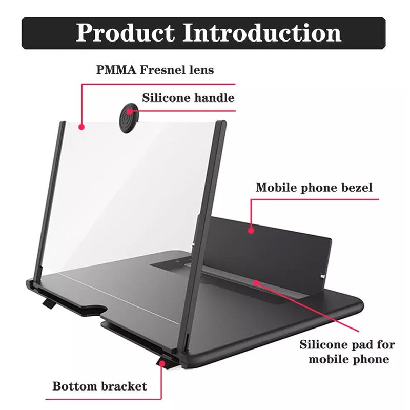 10Inch Folding Amplifier Stand Screen Magnifier 3D Adjustable Mobile Phone HD