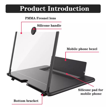 10Inch Folding Amplifier Stand Screen Magnifier 3D Adjustable Mobile Phone HD