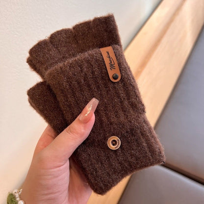 Thicken Plush Mittens Thermal Fingerless Gloves Half-finger Gloves  Winter