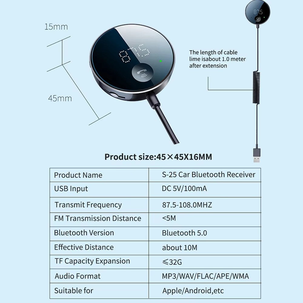USB Bluetooth 5.0 Wireless Car FM Transmitter Aux Stereo Audio Receiver Adapter