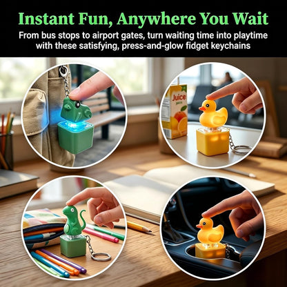 2X Rechargeable Duck Frog Keychain Button with Sound Keyboard Clicker Fidget Toy