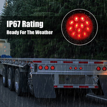 2Pcs Round LED Tail Lights Reverse Blinker Stop Brake Lamp Trailer Truck Lights