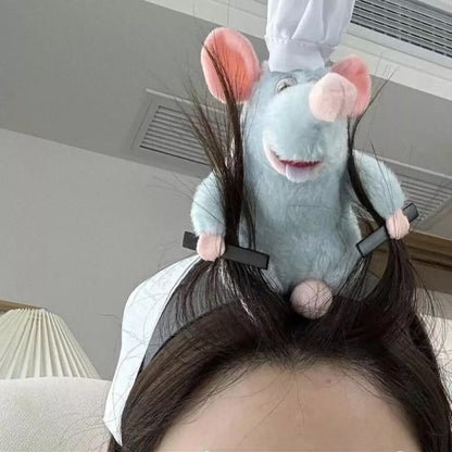 2PCS Creativity Ratatouille Hairband CartooGVPlush Doll Headband French Hairpin