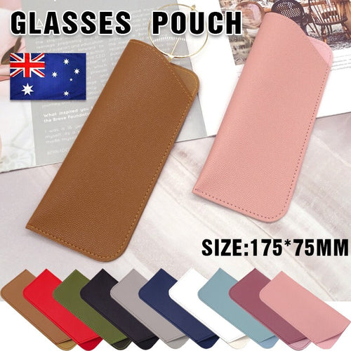 PU Leather Eyeglass Sunglasses Reading Glasses Case Soft Pouch Bag Pocket AU