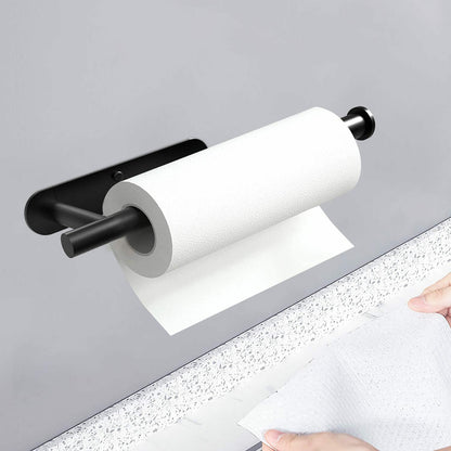 Kitchen Hanger Paper Roll Cabinet Towel Holder Black Rack Shelf Wall Adhesive