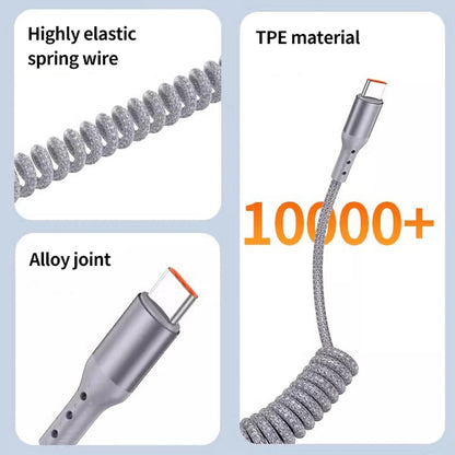 90 Degree USB C to Type C Coiled Braided Fast Charging Data Cable-AU