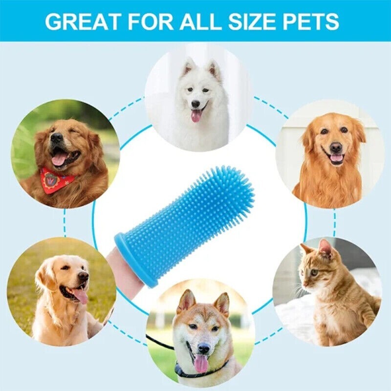 Super Soft Pet Finger Toothbrush Teddy Dog Cat Brush Silicone Teeth Clean NEW