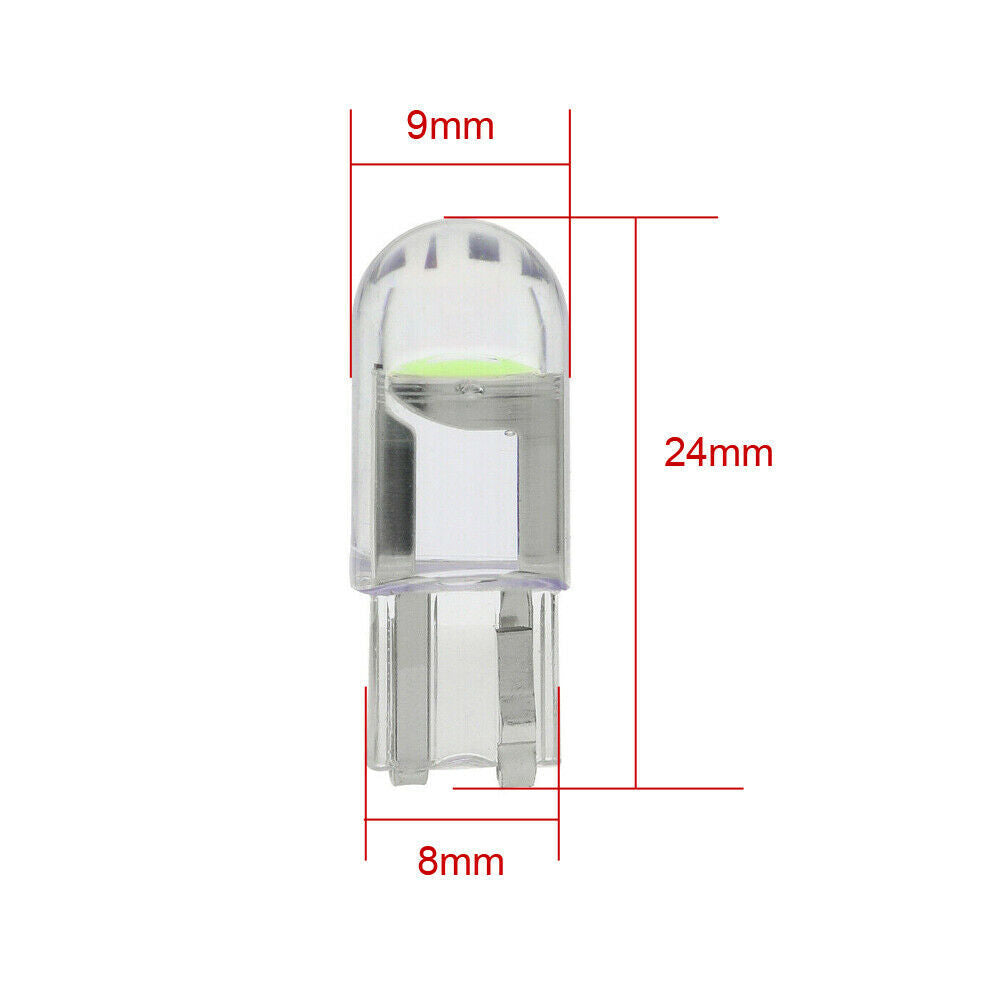 10 X GREEN T10 DOME HEAD STYLE COB LED GLOBE REPLACEMENT FOR DASH LIGHTS PARKERS