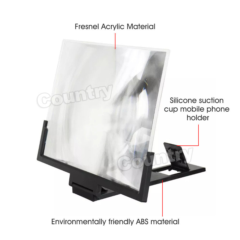 14'' Folding Mobile Phone Screen Magnifier 3D HD Amplifier Stand Bracket Enlarge
