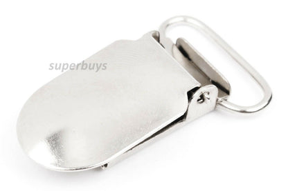 25pcs 20mm Metal Suspender Strap Dummy Clip on Pins Plastic Teeth Buckle Clasp