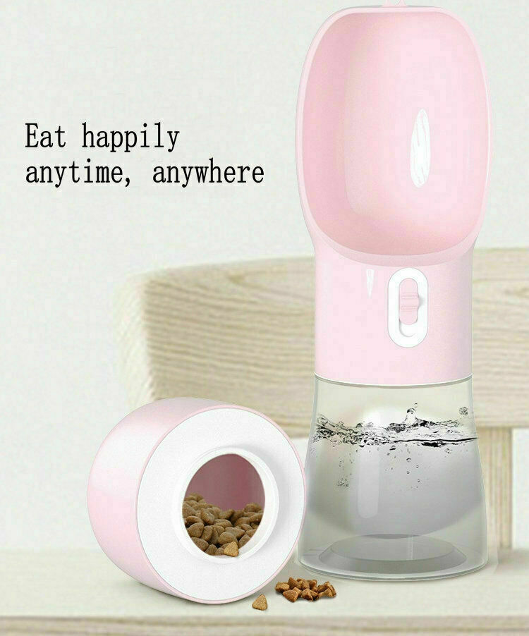2 in1 Puppy Dog Cat Pet Water Bottle Cup Drinking Travel Outdoor Portable Feeder