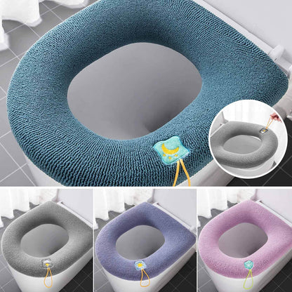 2x Soft Toilet Seat Bathroom Washable Warmer Cushion Mat Cover Pad Hook NEW Lid