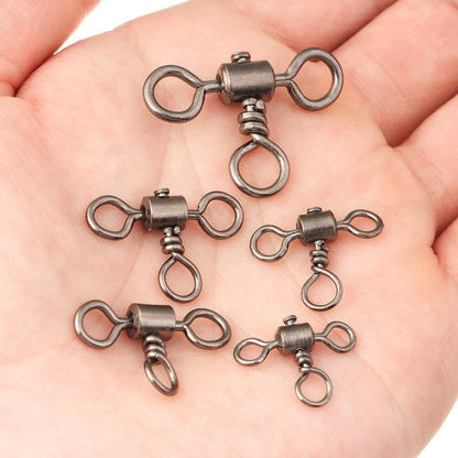 3 Way Bearing Swivel Fishhook Connector T-shape Fishing Swivels Cross Line