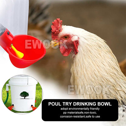 10x Automatic Cups Water Feeder Drinker Chicken Waterer Poultry Chook Bird VIC