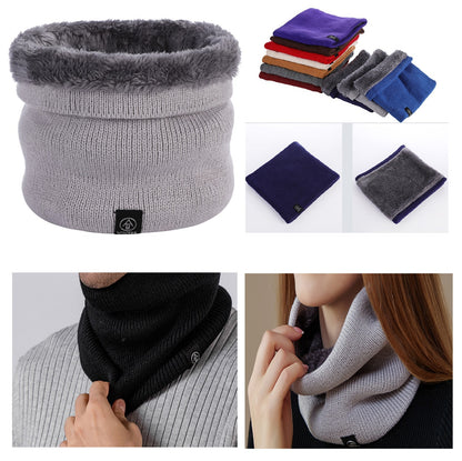 Neck Warmer Tube Winter Knitted Scarf Thermal Insulation Fleece Thick Knit Snood