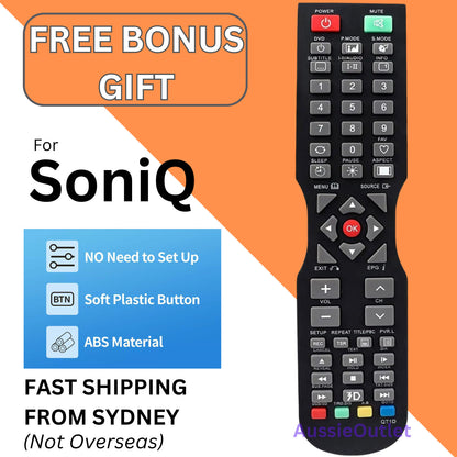 New Remote Control Replacement for SONIQ TV  QT1D  QT155  QT166  QT155S  AUSTOCK