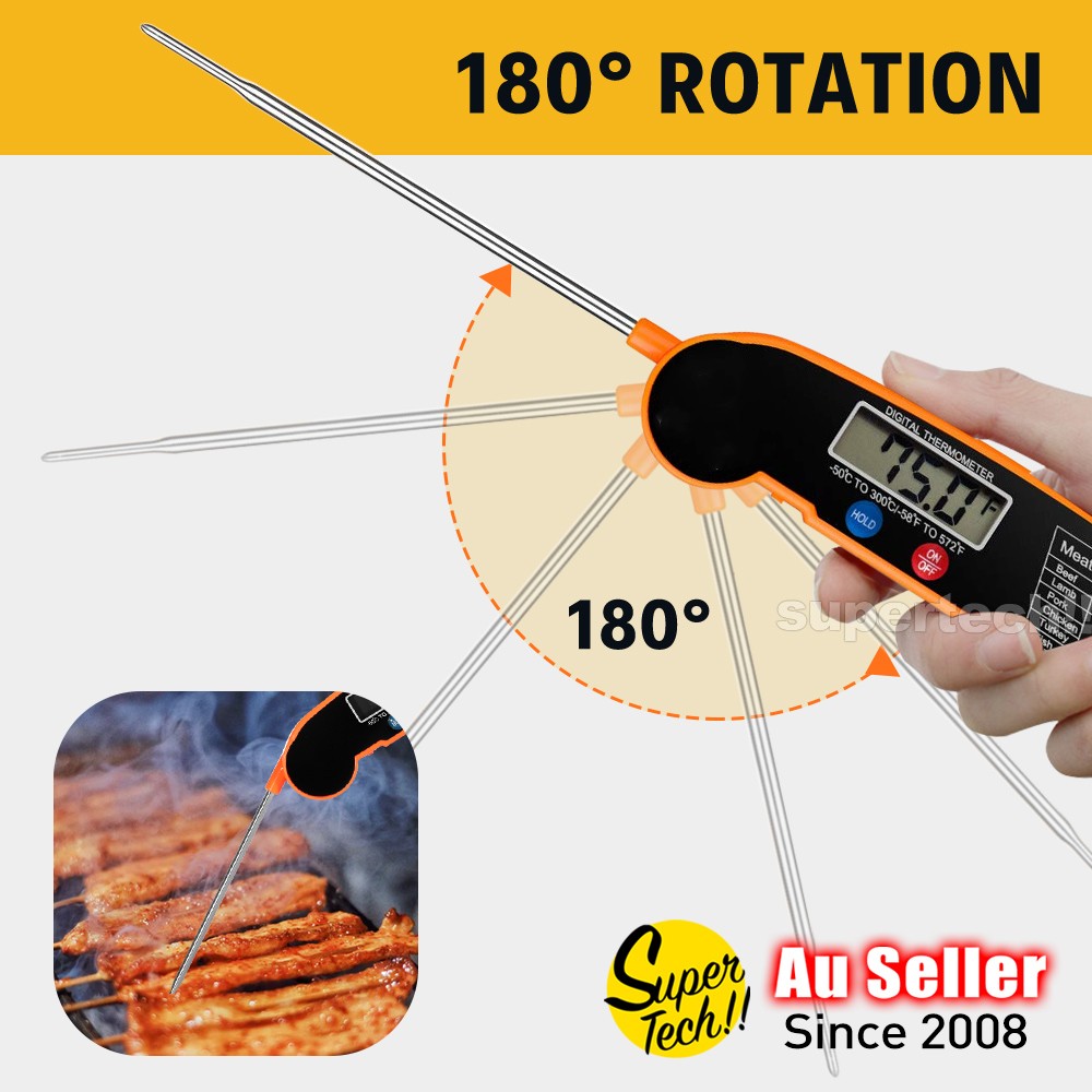 Foldable Digital Thermometer Probe Temperature Kitchen Cooking Food BBQ Meat Jam