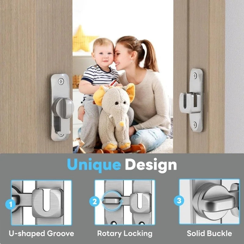 Barn Door Lock – 90/180° Adjustable Sliding Door Latch, Black Gate Lock f