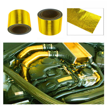 5M Gold Thermal Exhaust Tape Air Intake Heat Insulation Shield Wrap Reflective