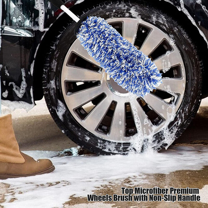 Car Wheel Cleaning Brush Tool Tire Washing Clean Alloy Soft Bristle Cleaner Tool
