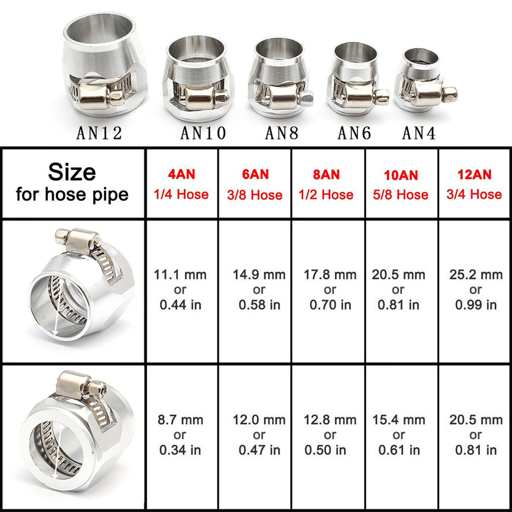 4pcs Hex Hose Finisher Clamp Fuel Line End Trimmer Fitting AN4/AN6/AN8/AN10/AN12