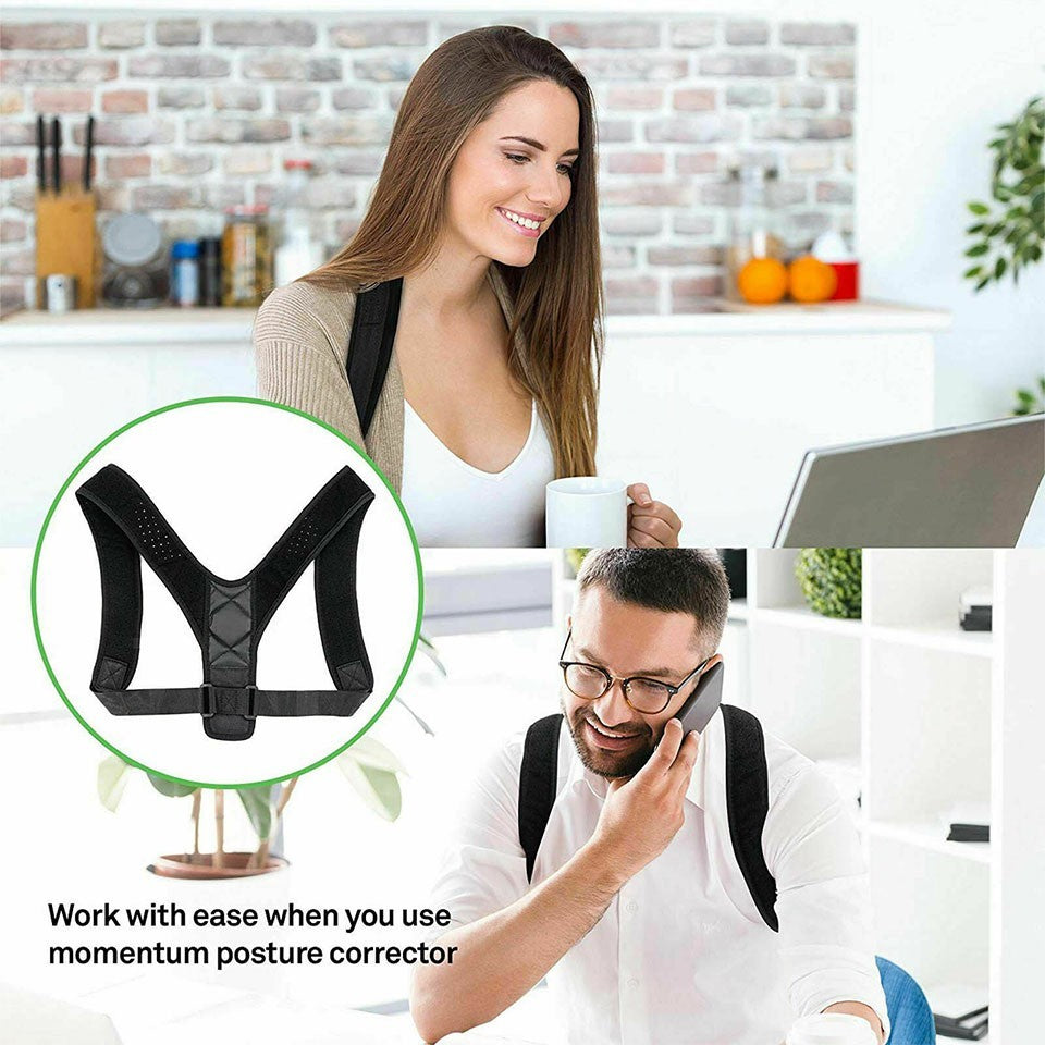 Adjustable Posture Corrector Back Shoulder Brace Neoprene Support Unisex Black
