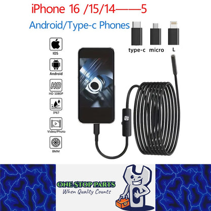 1080P Dual Lens Borescope Endoscope Camera Compatible with iPhone Android Car Pipe Mechanic