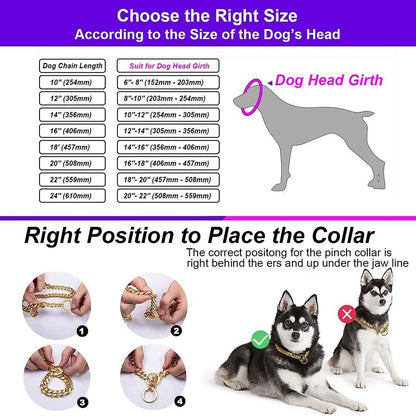 Stainless Steel Puppy Dog Pet Choke Collar Metal P Chain Slip Training Choker