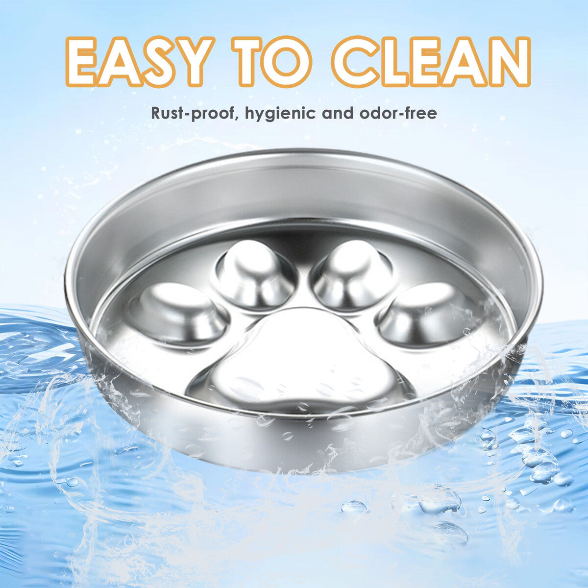 Feeder Bowl Stainless Dish Puppy Dog Pet Cat Slow Food Bowl Non-Slip Feeding AU