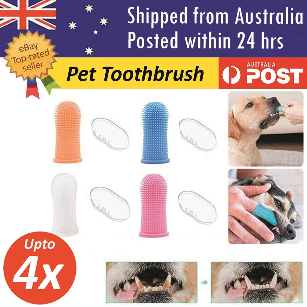 Super Soft Pet Finger Toothbrush Teddy Dog Cat Brush Silicone Teeth Clean NEW