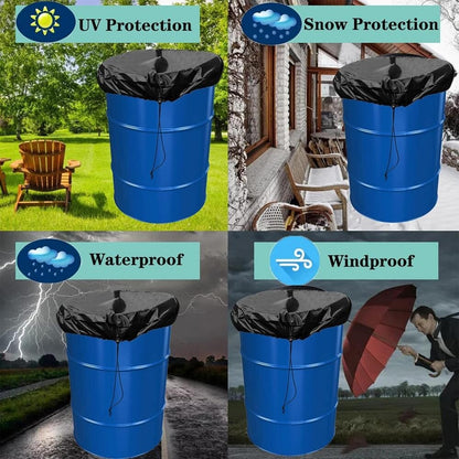 with Stretchable Drawstring Drum Cover 55 Gallon Trash Can Cover  Water Barrel