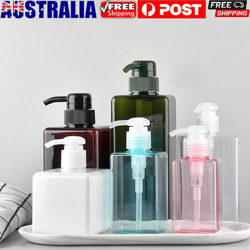 100-650ml Square Plastic Liquid Shampoo Soap Dispenser Hand Wash Pump Bottle AU