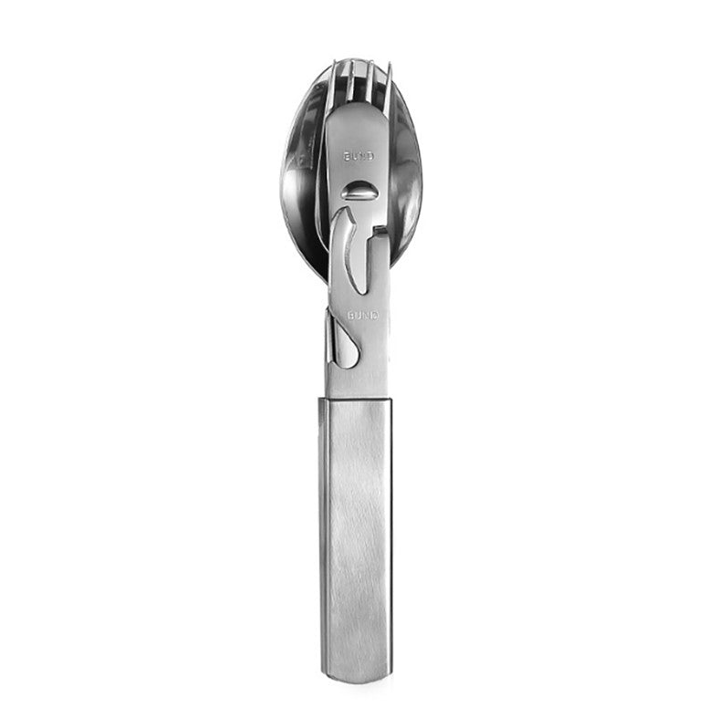 Compact 4in1 Utensil Set of Spoon Knife Fork and Bottle Can Opener Combo Camping